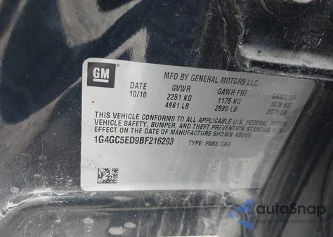 2011 Buick Lacrosse Cxl z USA, uszkodzony, nr VIN 1G4GC5ED9BF216293